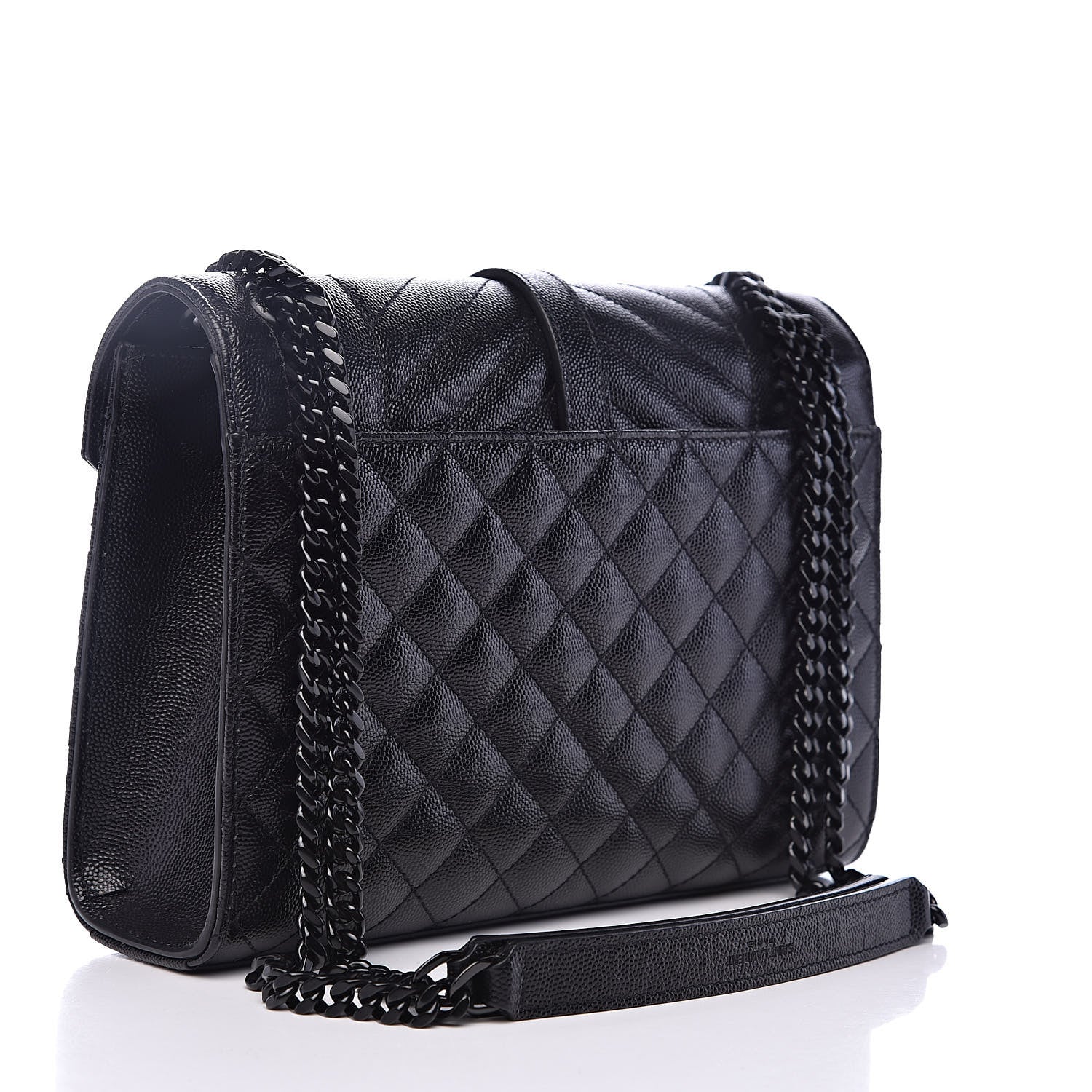 Saint Laurent Grain De Poudre Textured Mixed Matelasse Triquilt Medium Monogram Satchel Black 3 of 10