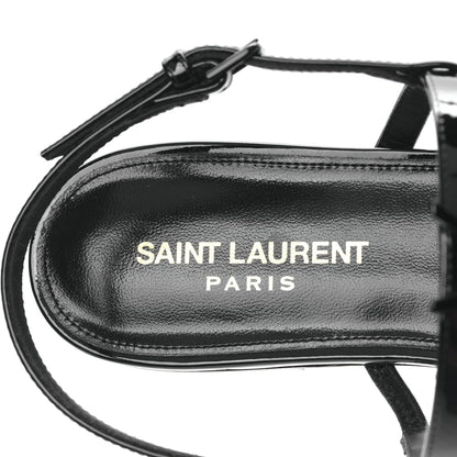 Saint Laurent Patent Calfskin Cassandra Monogram Sandals 40 Black 7 of 8