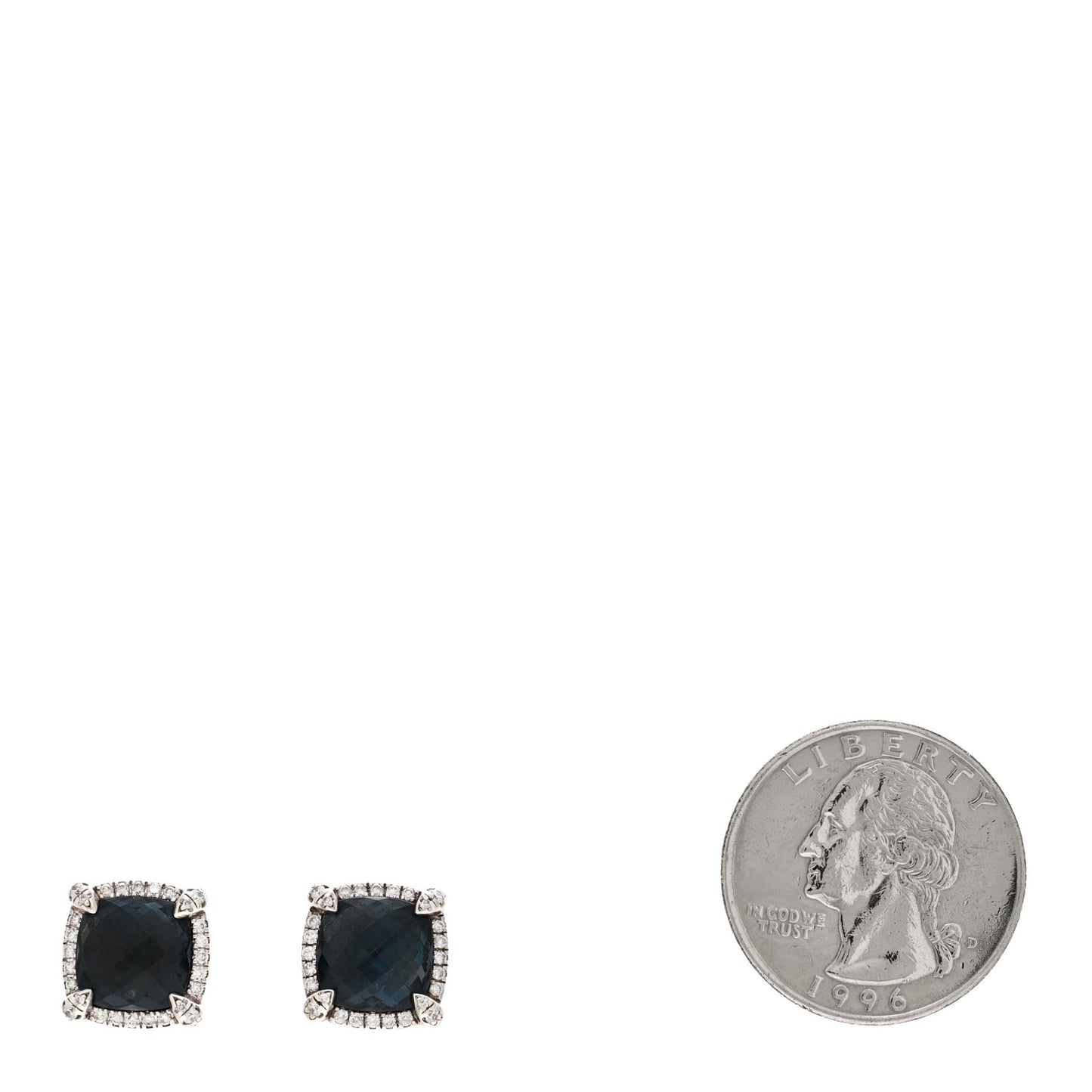 Sterling Silver Hampton Blue Topaz Diamond 9mm Chatelaine Bezel Stud Earrings