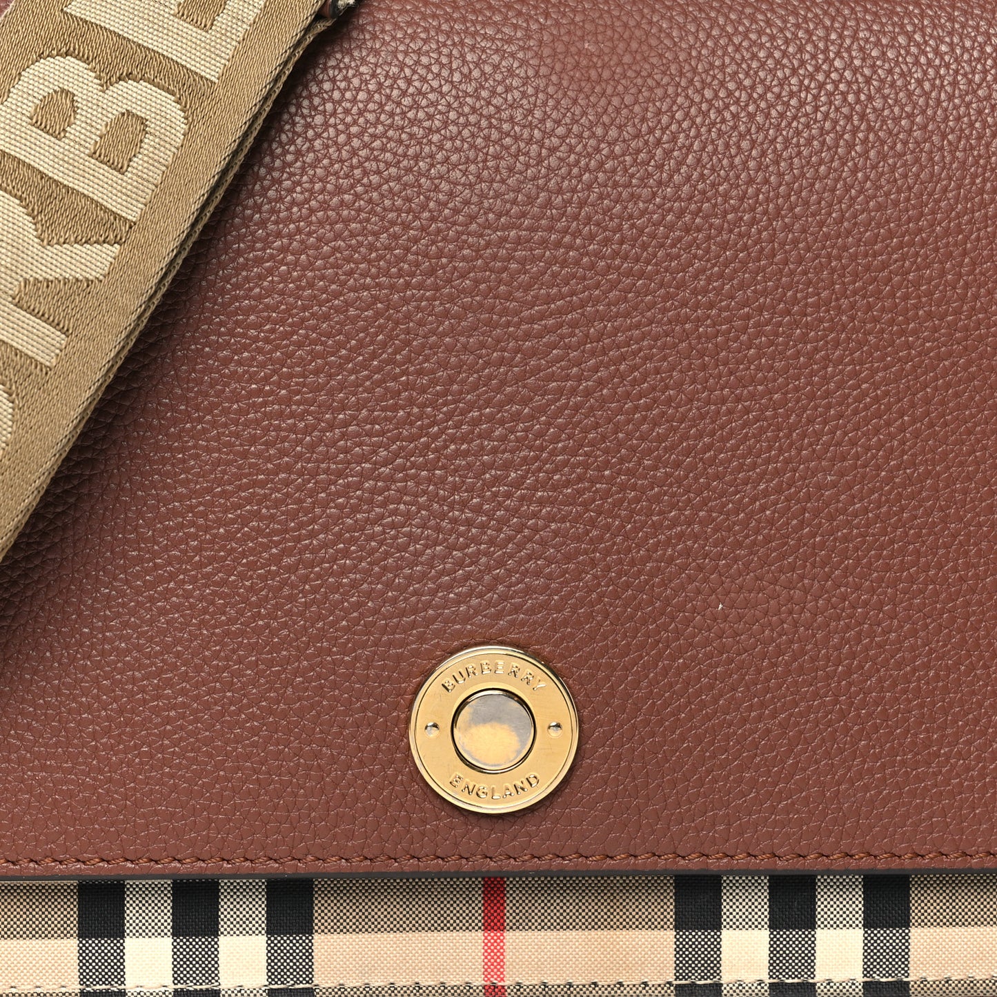Calfskin Vintage Check Note Crossbody Bag Tan