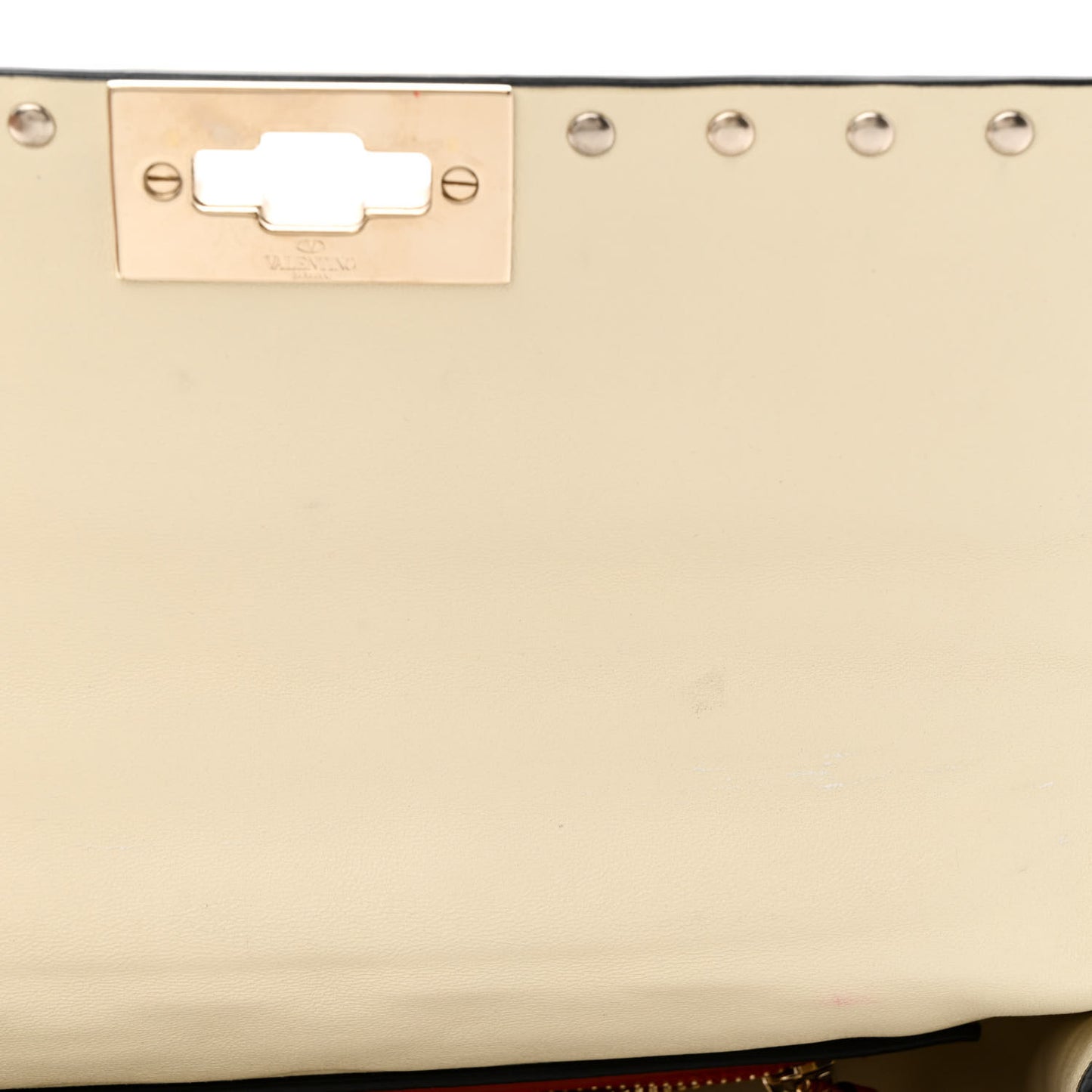 Nappa Medium Rockstud Spike Shoulder Bag Light Ivory