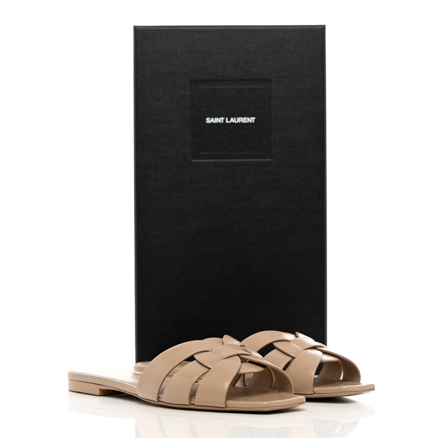 Calfskin Tribute 05 Slide Sandals 36.5 Dark Beige