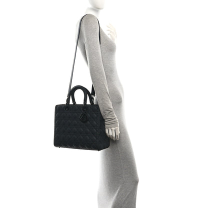 Christian Dior Ultra Matte Calfskin Cannage Large Lady Dior Black 2 of 9