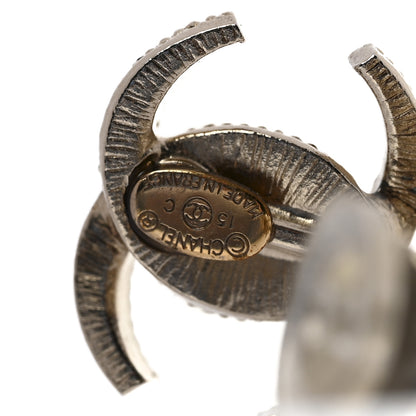 Chanel Metal Pearl CC Moon Clip On Earrings Gold 4 of 5