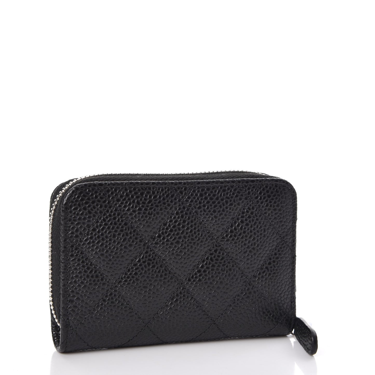 Caviar Quilted Zip Coin Purse Black