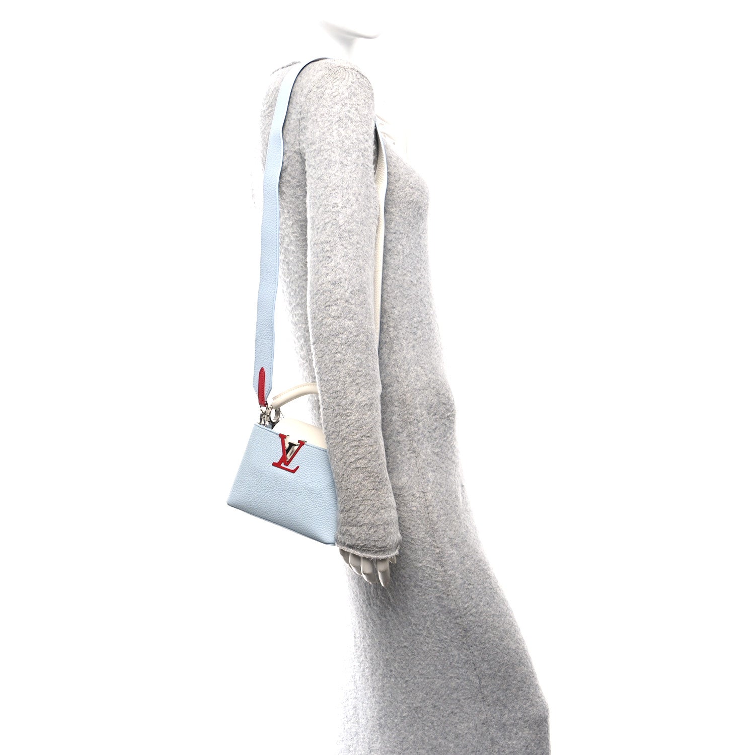 Louis Vuitton Taurillon Capucines Mini Light Blue White Red 2 of 9