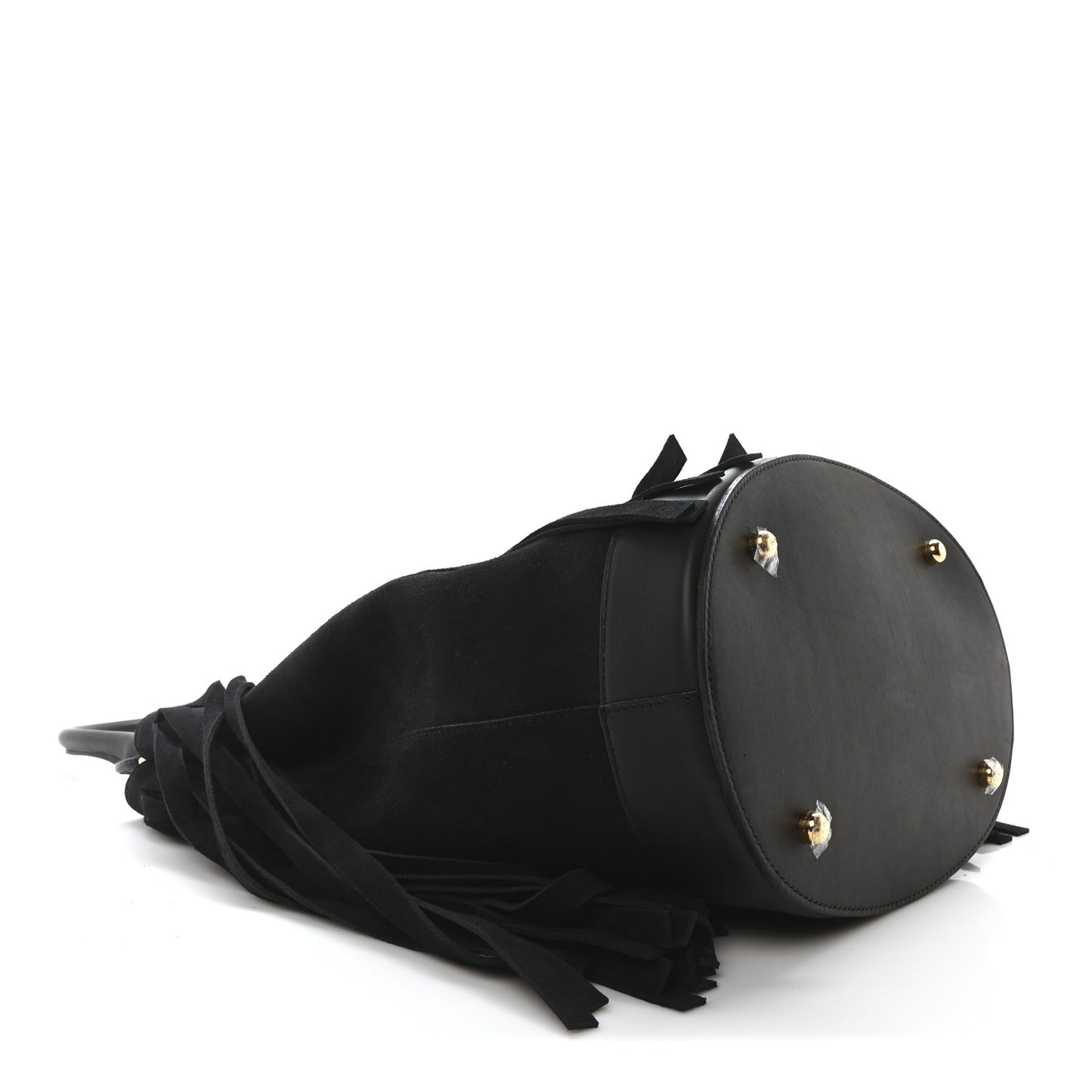 Prorsum Suede Fringe Bucket Bag Black