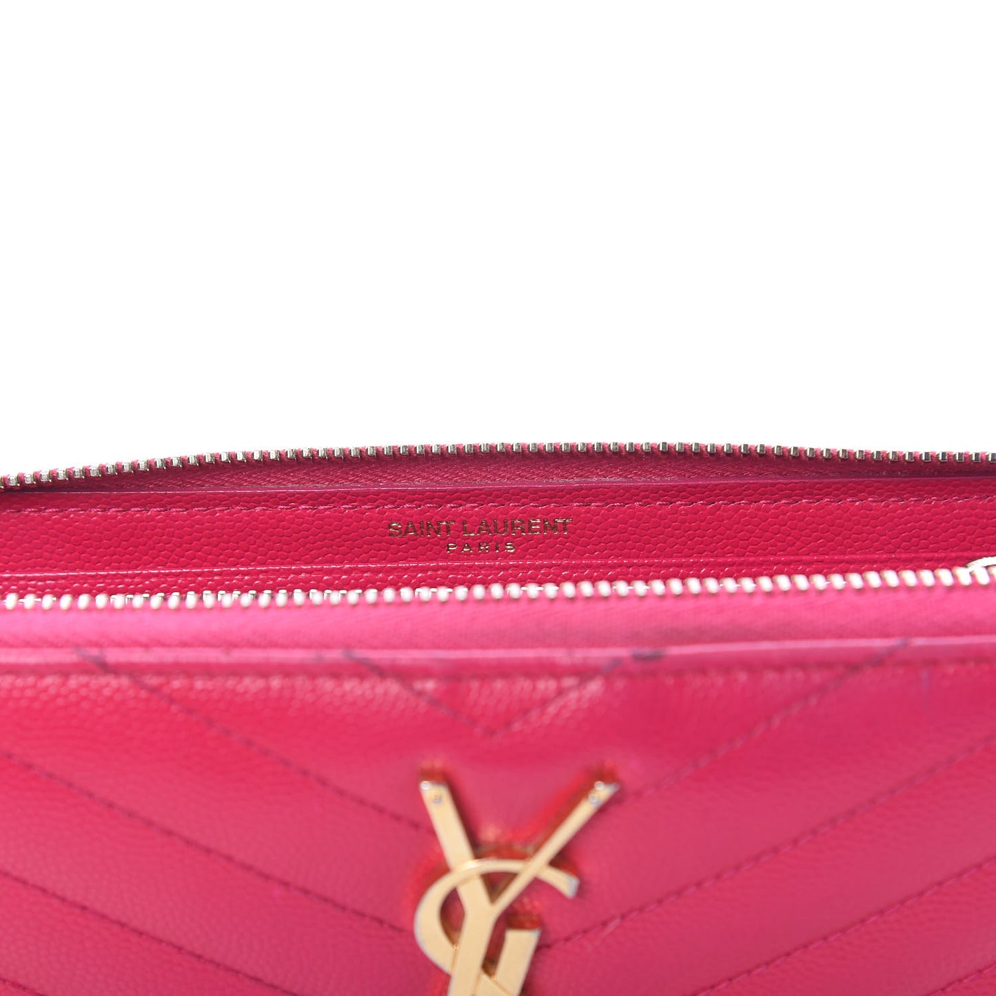Grain De Poudre Matelasse Chevron Monogram Zip Around Wallet Fuchsia