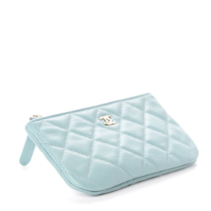 Chanel Caviar Quilted Cosmetic Case Light Blue 3 of 6