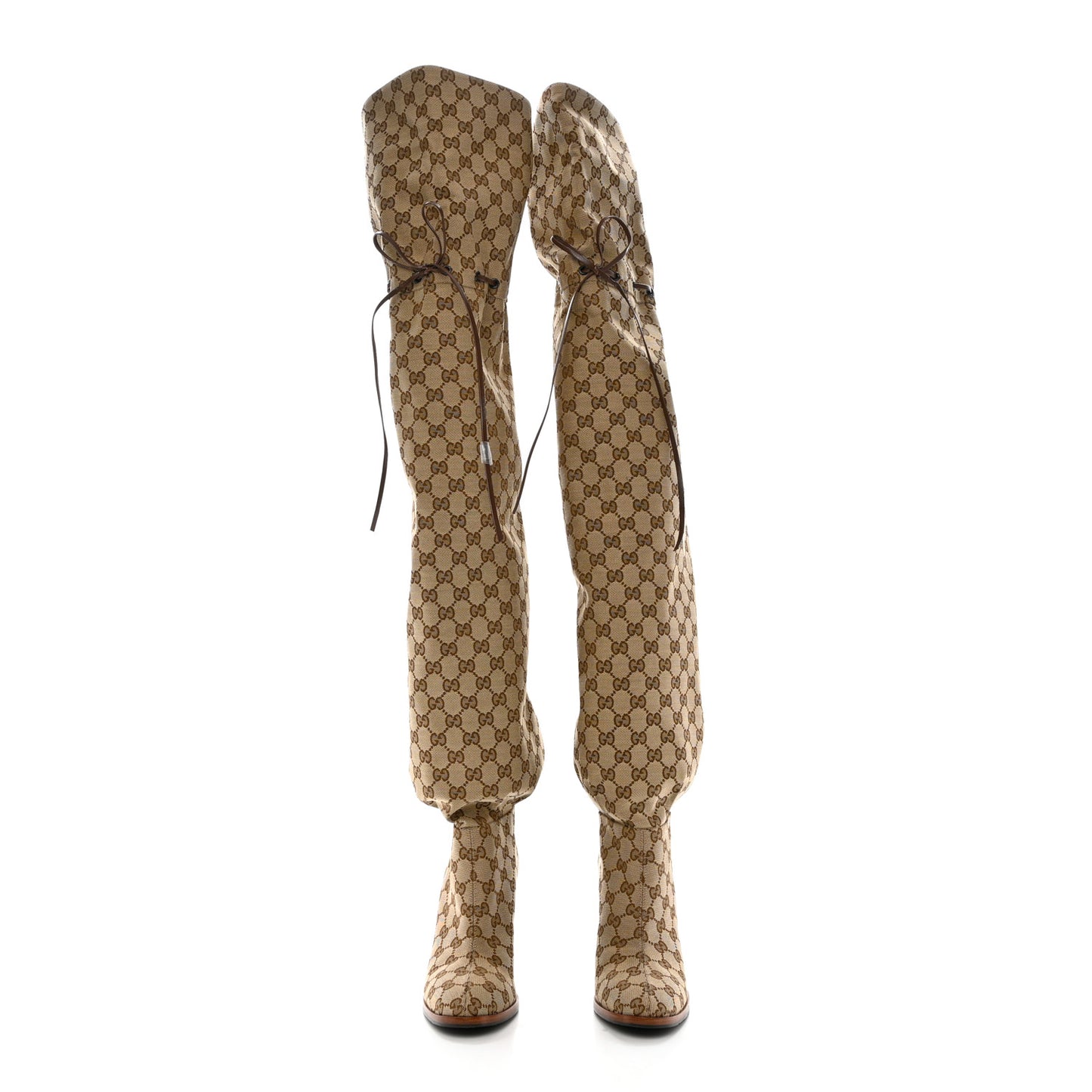 Monogram Over the Knee Boots 40 Beige Ebony
