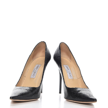 Jimmy Choo Snakeskin Pointed Toe Pumps 40 Black 6 of 18