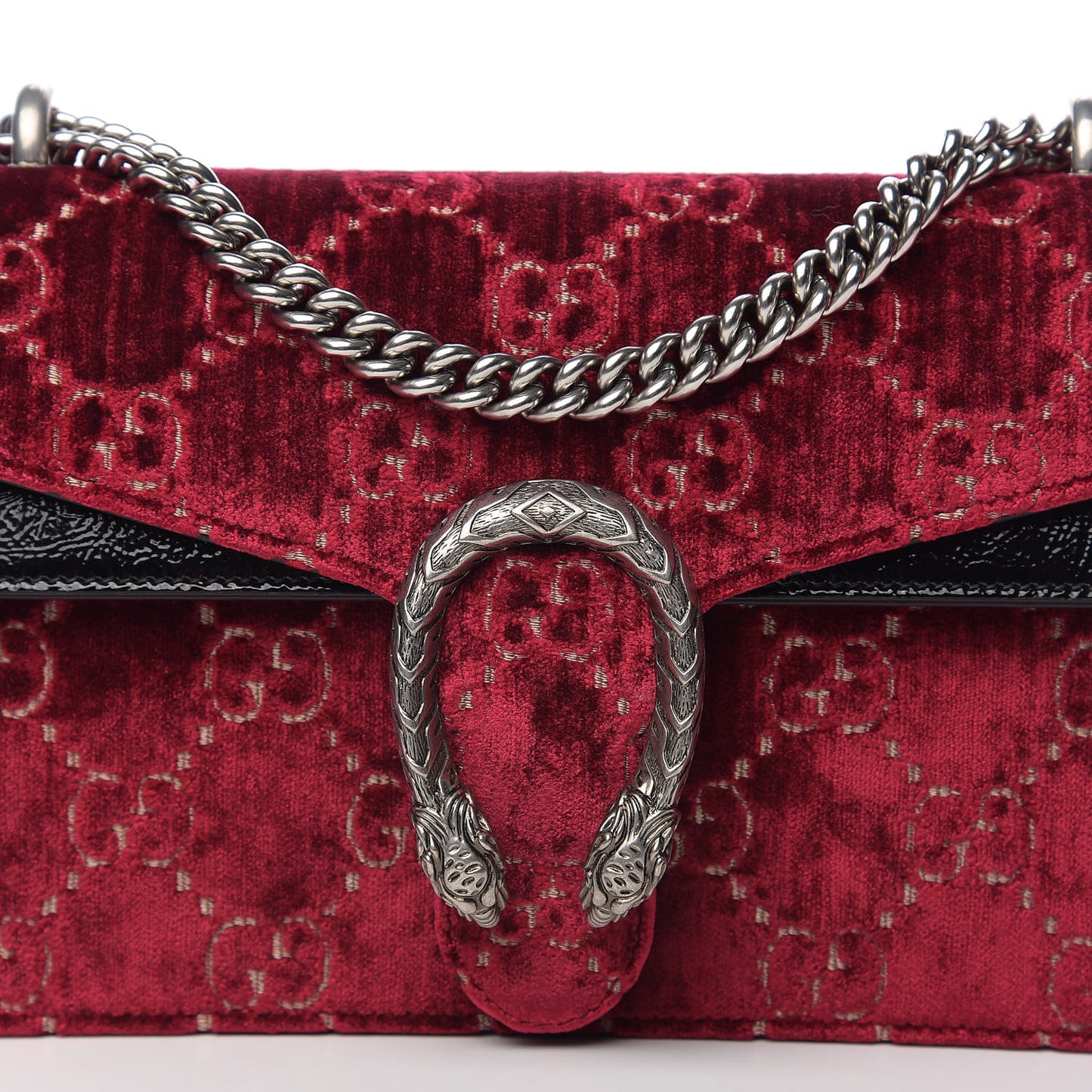 Velvet Skipper GG Monogram Small Dionysus Shoulder Bag Red Cipria Black