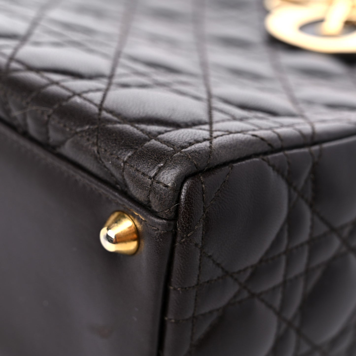 Lambskin Cannage Large Lady Dior Dark Brown