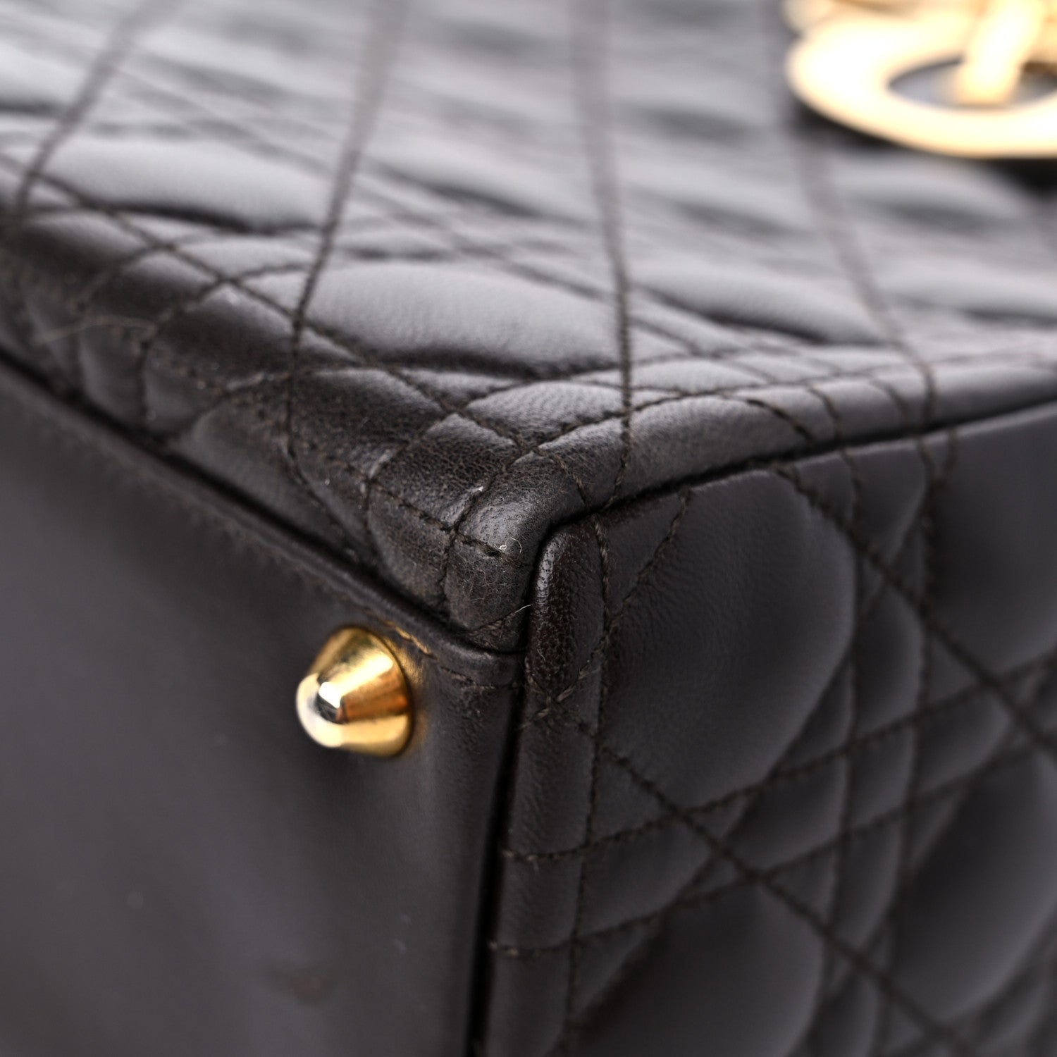 Christian Dior Lambskin Cannage Large Lady Dior Dark Brown 9 of 16