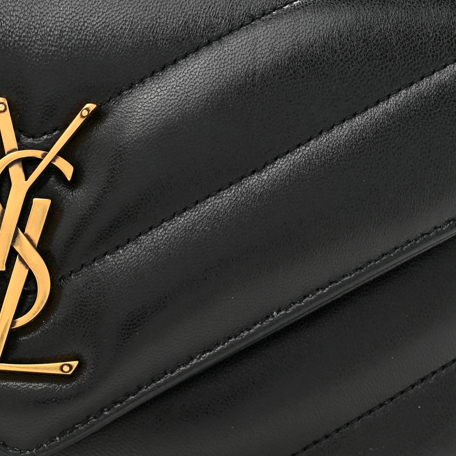 Saint Laurent Lambskin Chevron Quilted Small Loulou Black 9 of 13