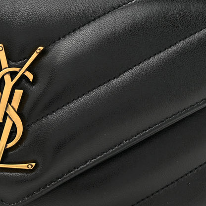 Saint Laurent Lambskin Chevron Quilted Small Loulou Black 9 of 13