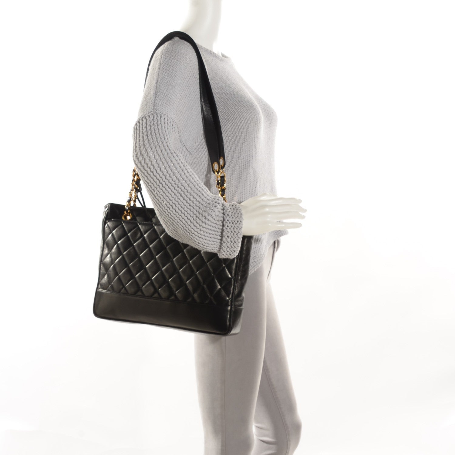 Chanel Quilted Lambskin Shopping Tote Black 2 of 8