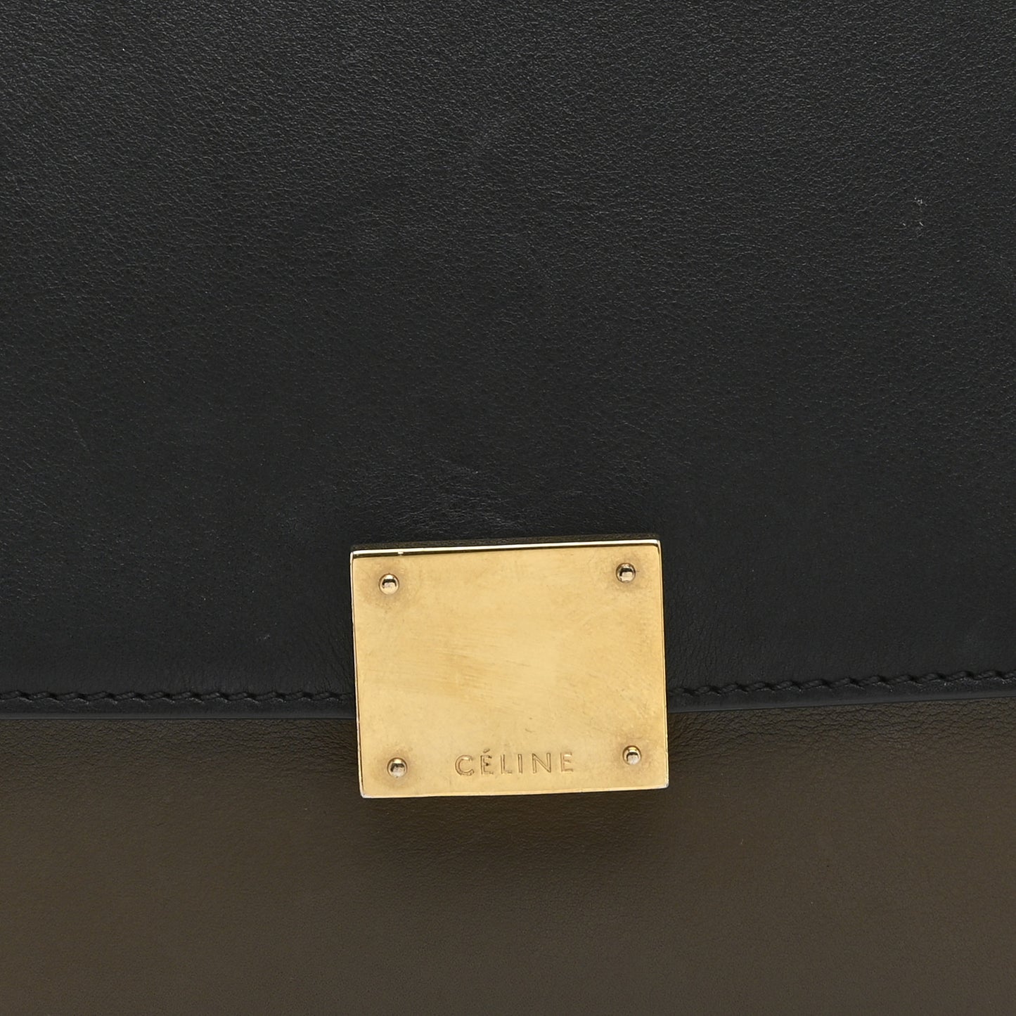 Smooth Calfskin Suede Medium Tri-Color Trapeze Olive