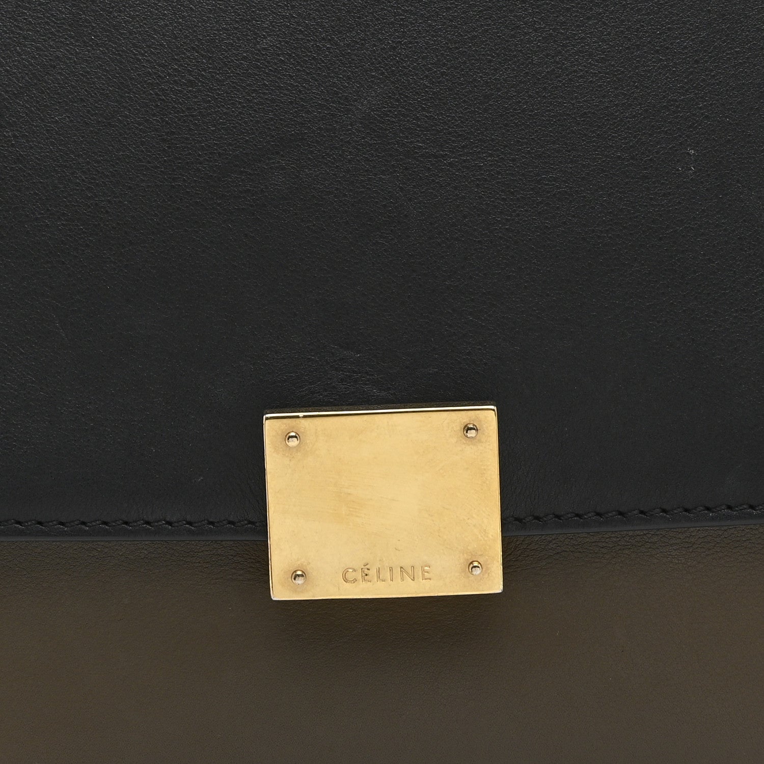 Celine Smooth Calfskin Suede Medium Tri-Color Trapeze Olive 11 of 13