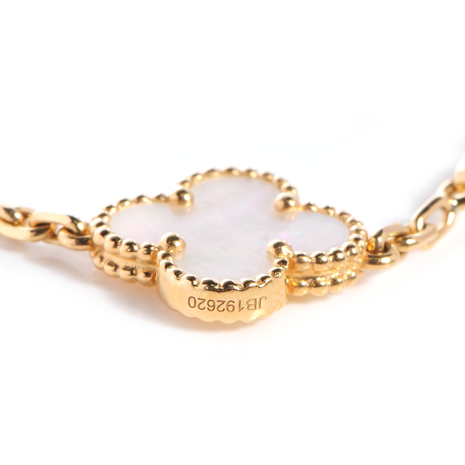 Van Cleef & Arpels 18K Yellow Gold Mother of Pearl 10 Motifs Vintage Alhambra Necklace 6 of 7