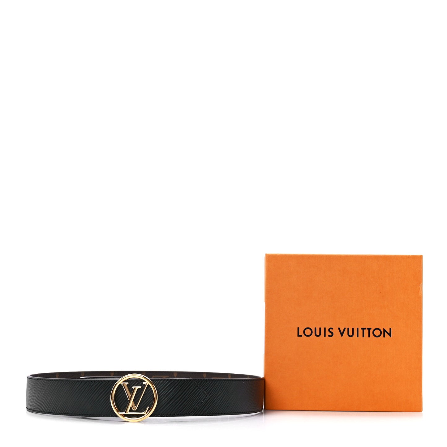 Monogram Epi 35mm LV Circle Reversible Belt 85 34 Black