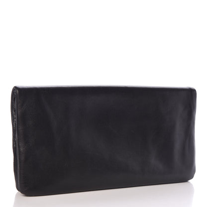 Prada Glace Calfskin Fold Over Clutch Black 3 of 9