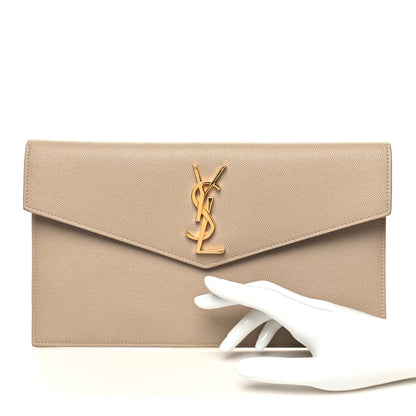 Saint Laurent Grain De Poudre Uptown Pouch Dark Beige 2 of 10
