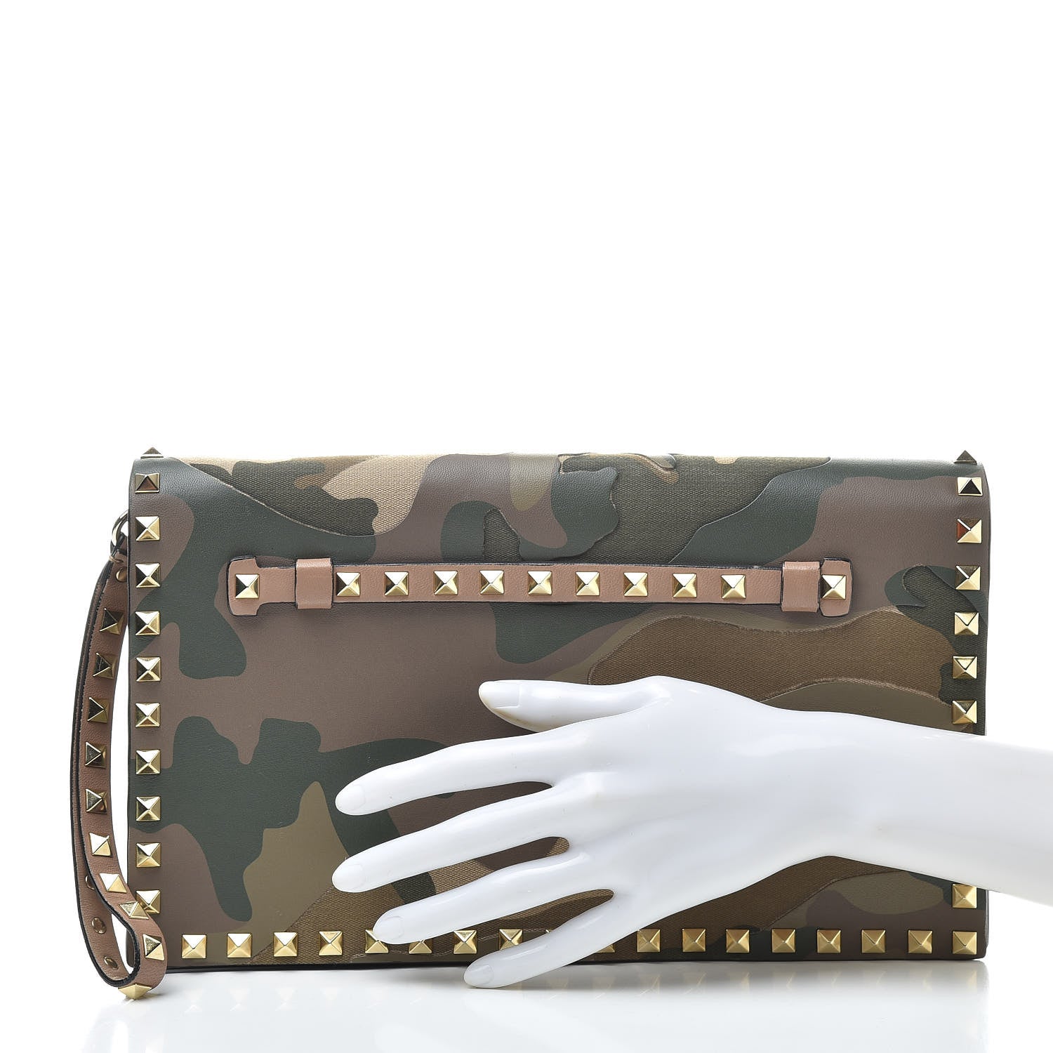 Valentino Garavani Nappa Canvas Camouflage Rockstud Wristlet Clutch Multicolor 2 of 11
