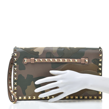 Valentino Garavani Nappa Canvas Camouflage Rockstud Wristlet Clutch Multicolor 2 of 11