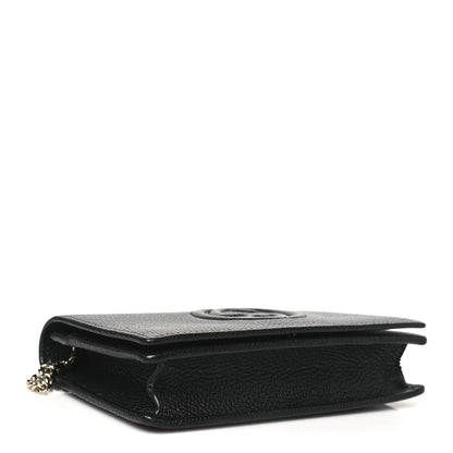 Gucci Pebbled Calfskin Soho Wallet On Chain Black 4 of 9
