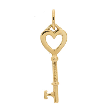 Tiffany 18K Yellow Gold Mini Heart Key Pendant 1 of 3