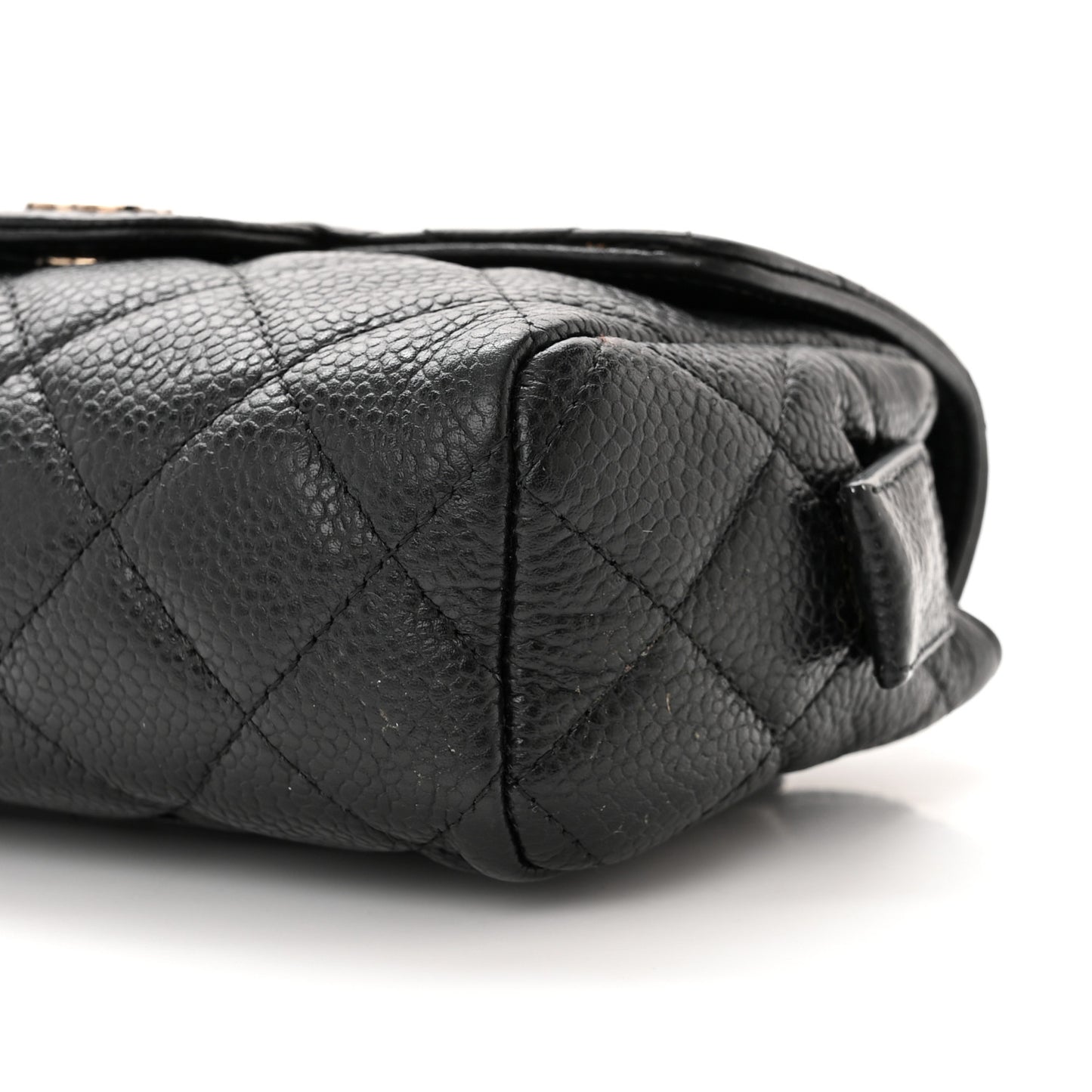 Caviar Quilted Flap Cosmetic Case Black
