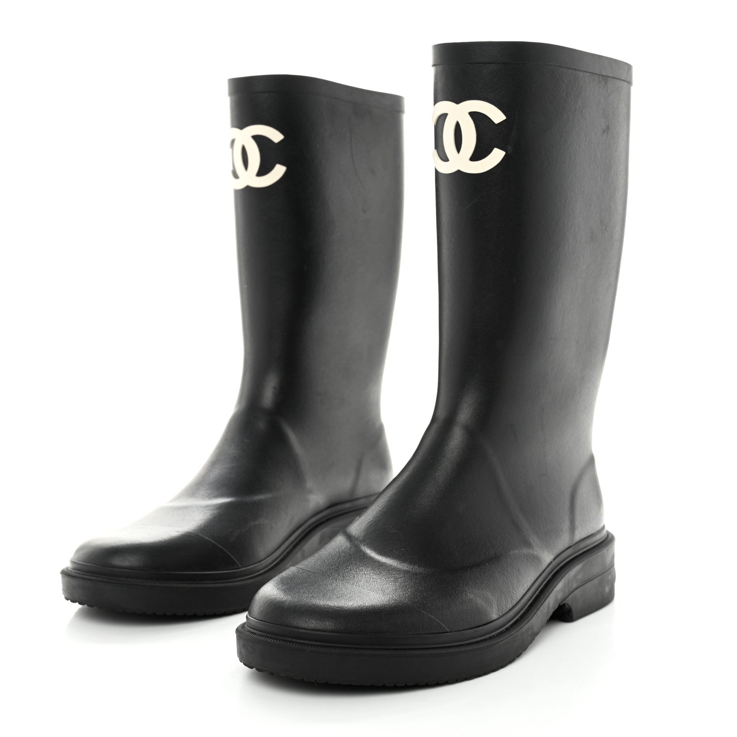 Chanel Caoutchouk CC High Boots 40 Black 3 of 9