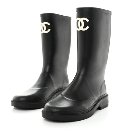 Chanel Caoutchouk CC High Boots 40 Black 3 of 9