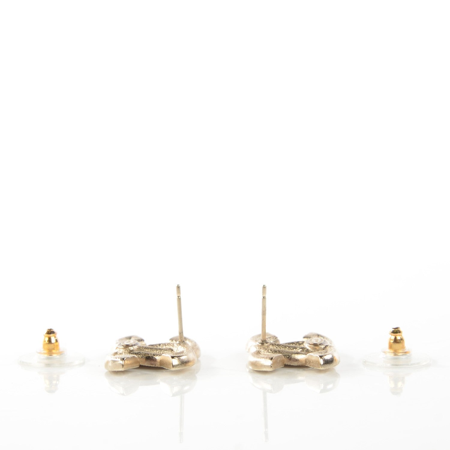Chanel Crystal Double CC Earrings Light Gold 3 of 4