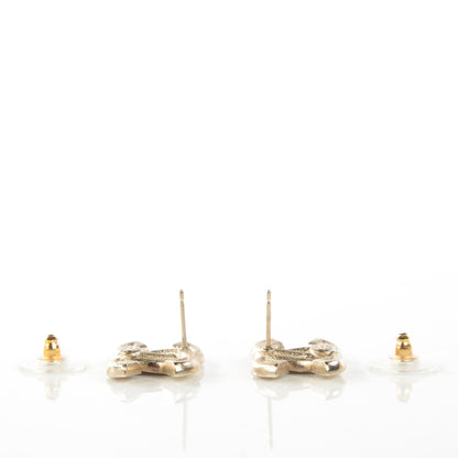 Chanel Crystal Double CC Earrings Light Gold 3 of 4