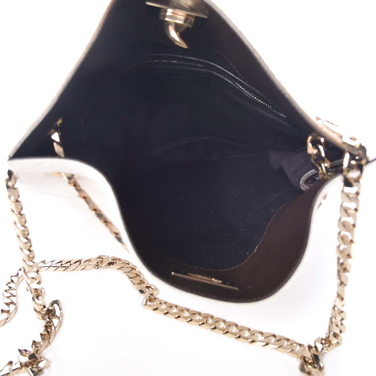 Calf Hair Shark Lock Tote White Brown
