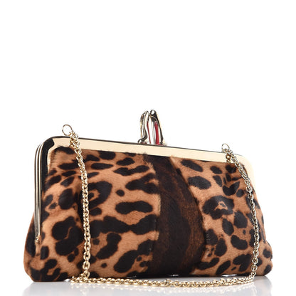 Christian Louboutin Calf Hair Leopard Print Frame Chain Clutch 3 of 8