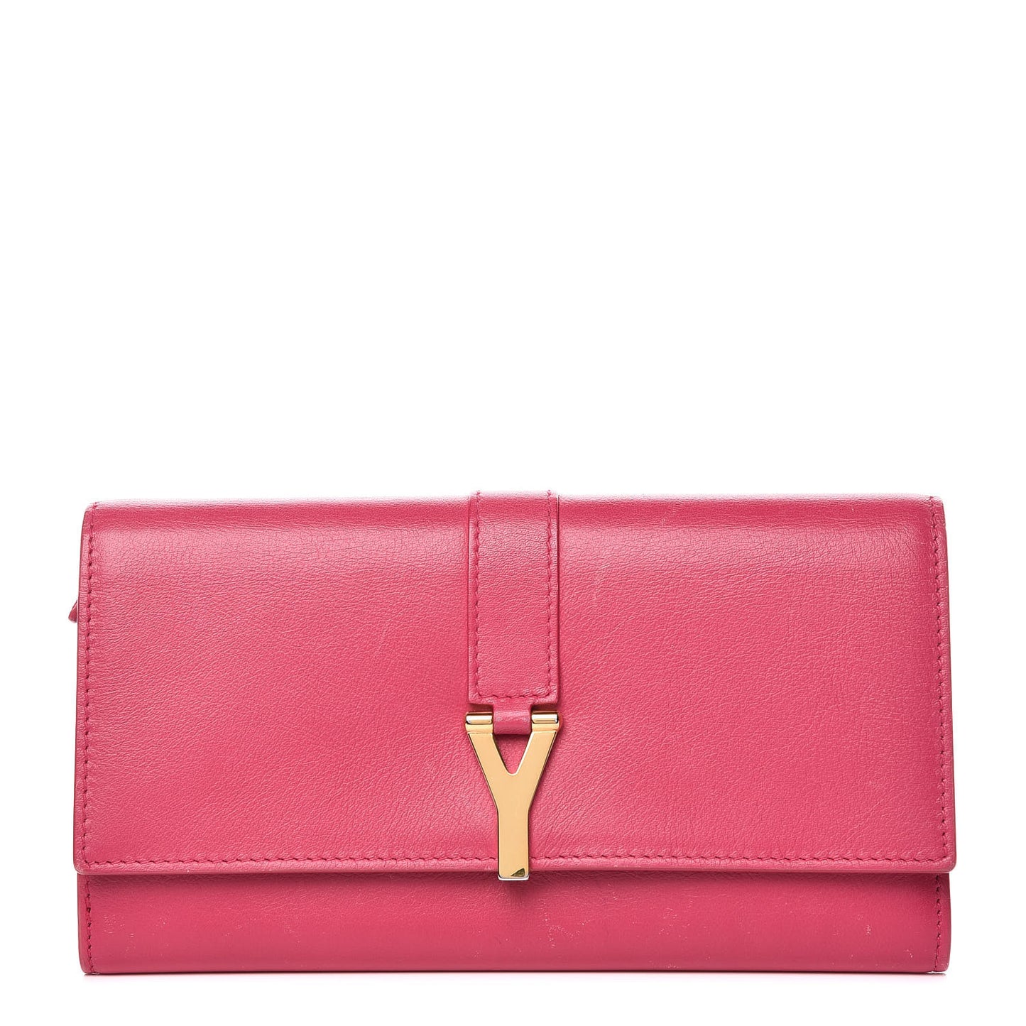 Calfskin Classic Y Ligne Clutch Fuchsia