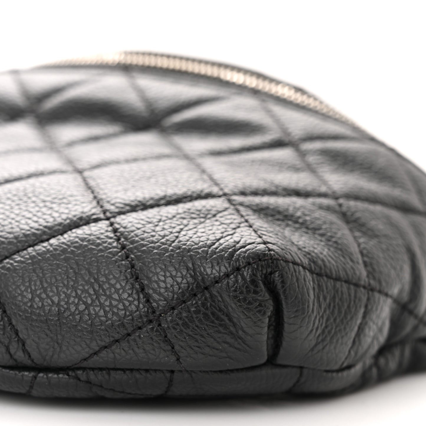 Grained Calfskin Quilted Waist Belt Bag Black