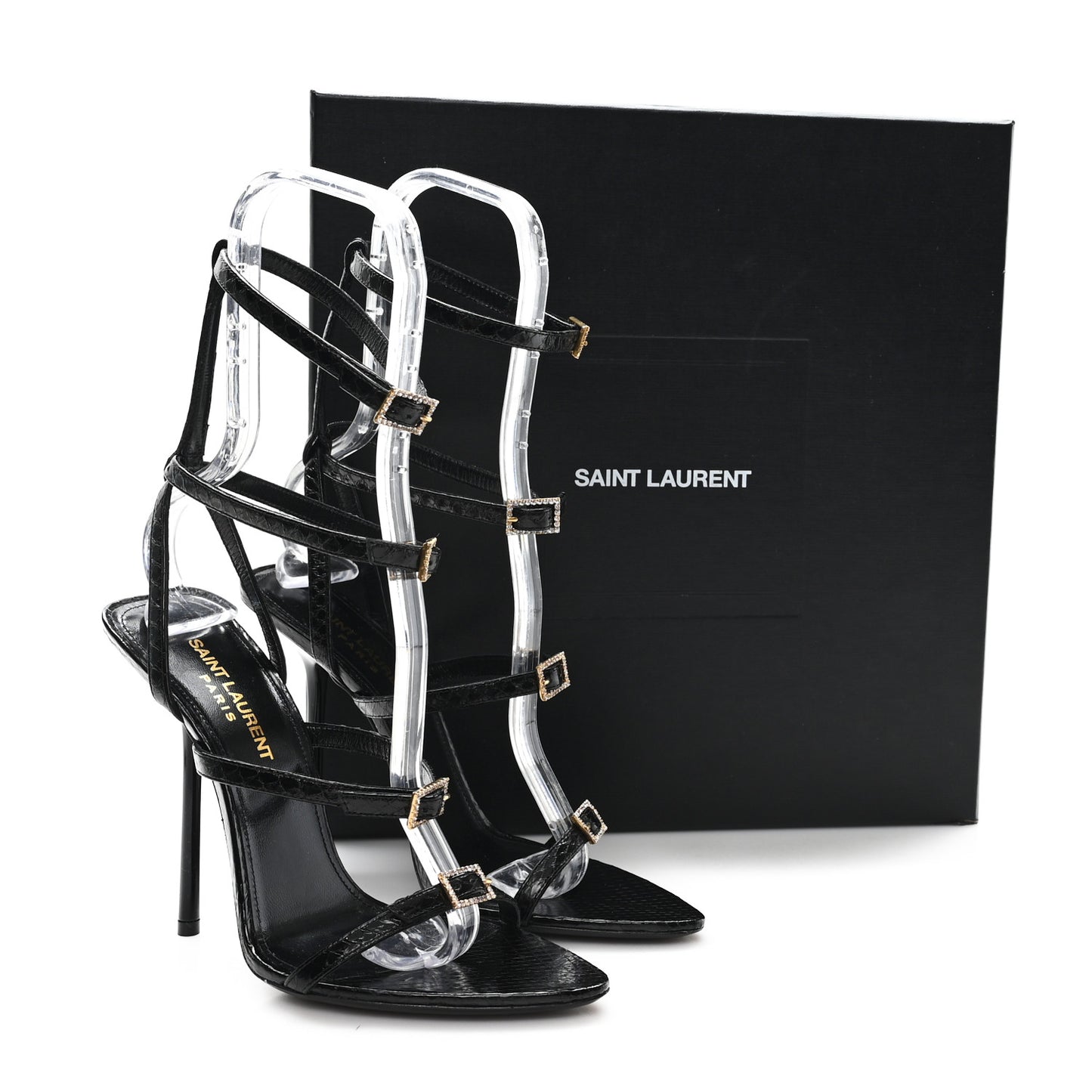 Ayers Snakeskin Embossed Giqua 115 Sandals 37 Black