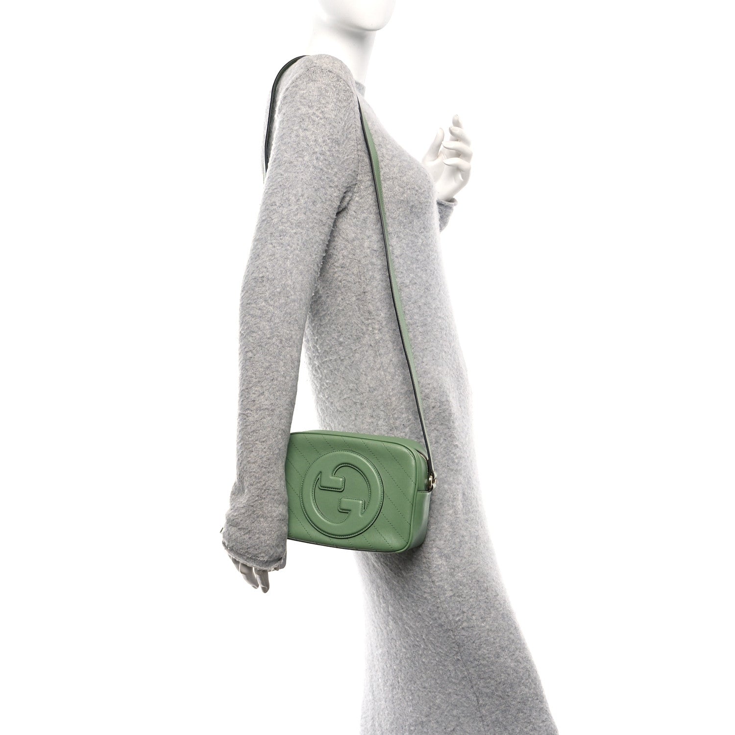 Gucci Sakai Be Green Calfskin Diagonal Stitched Small Blondie