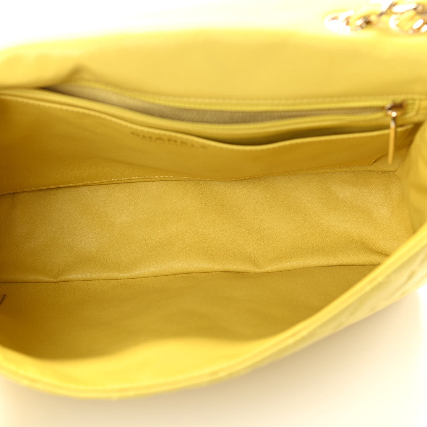 Lambskin Quilted Jumbo Single Flap Yellow
