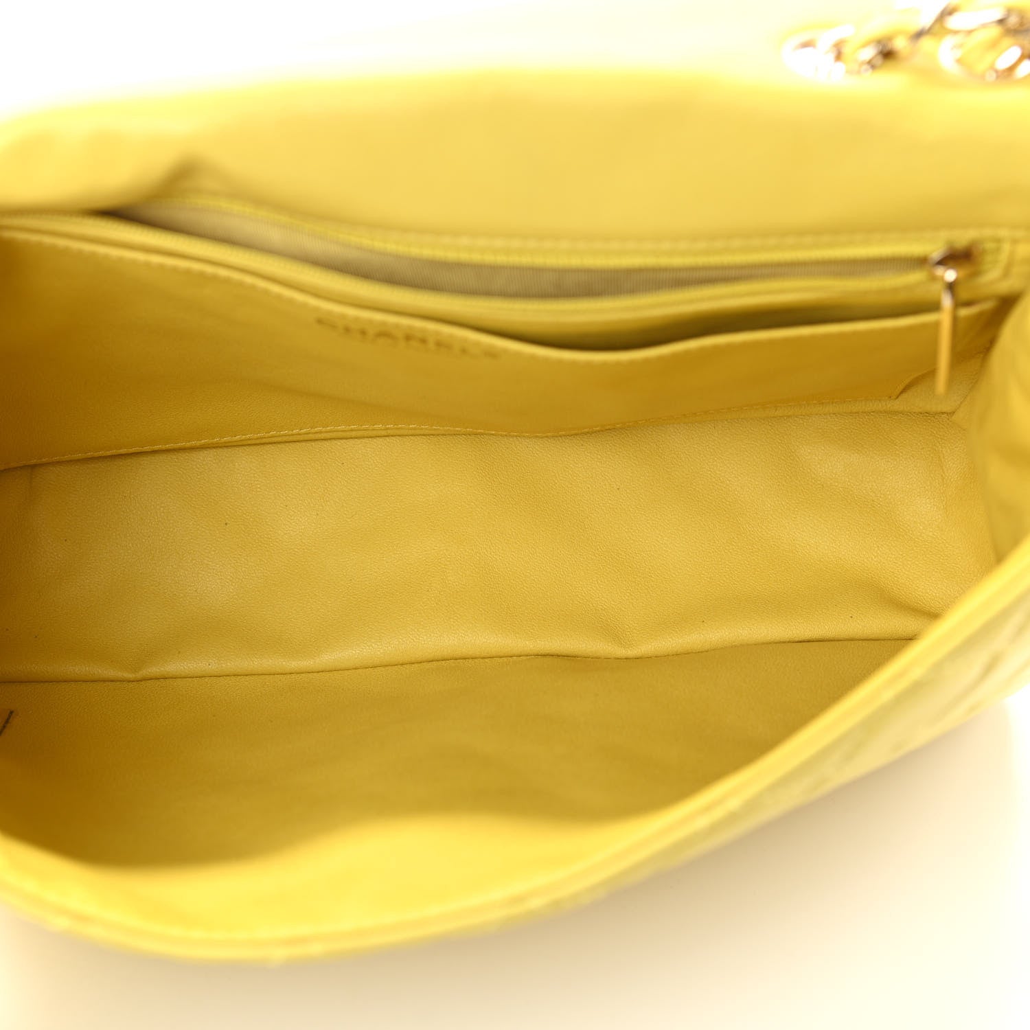 Chanel Lambskin Quilted Jumbo Single Flap Yellow 4 of 9