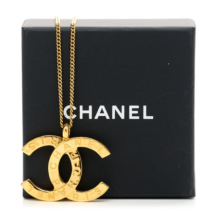 Chanel Metal CC Paris Button Necklace Gold 6 of 6