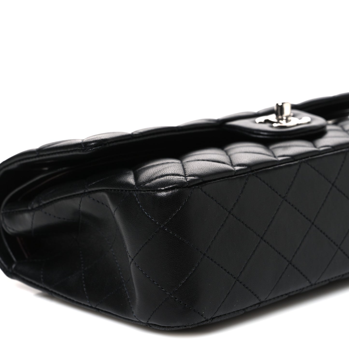 Lambskin Quilted Medium Double Flap Black