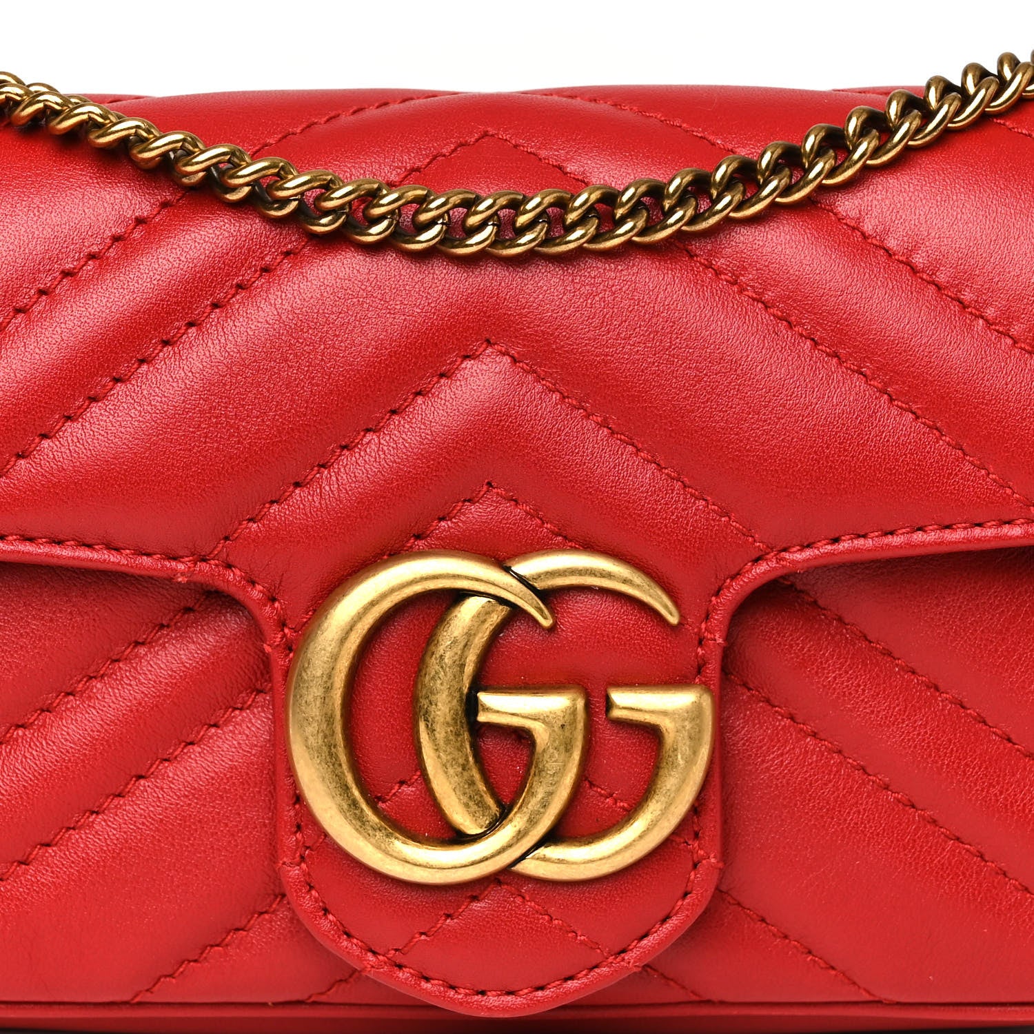 Gucci Calfskin Matelasse Super Mini GG Marmont Shoulder Bag Hibiscus Red 9 of 11