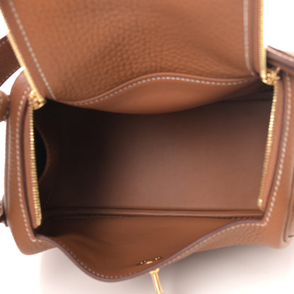 Hermes Taurillon Clemence Mini Lindy 20 Gold 5 of 10
