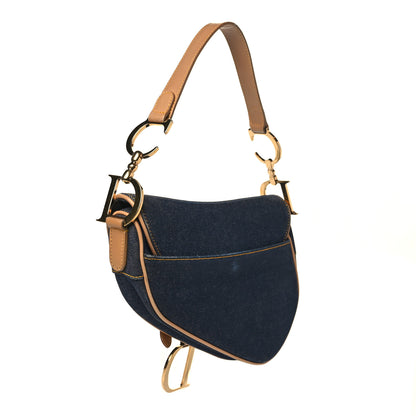 Christian Dior Denim Calfskin Saddle Bag Blue 3 of 16
