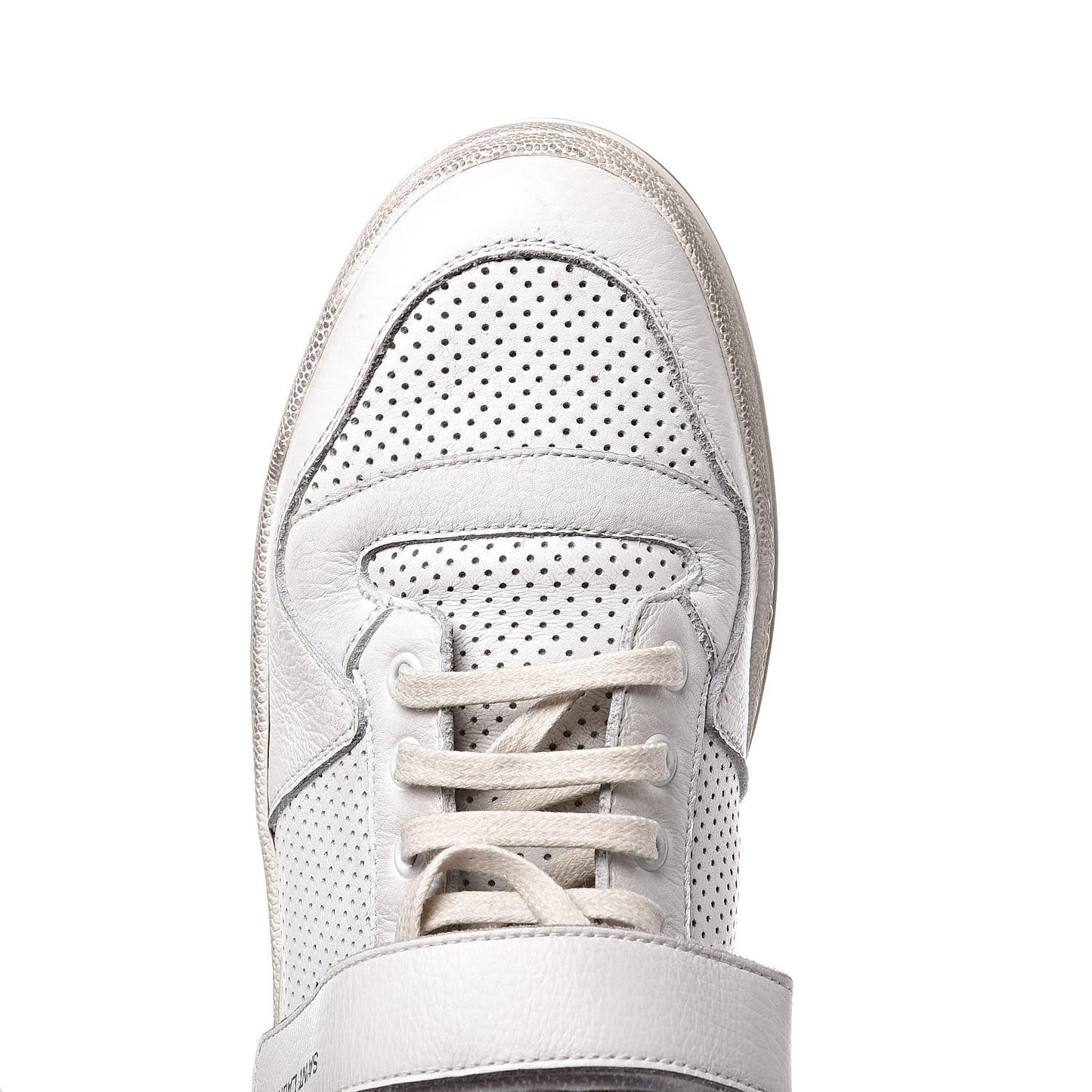 Perforated Calfskin Mens Jeddo Sneakers 43 White